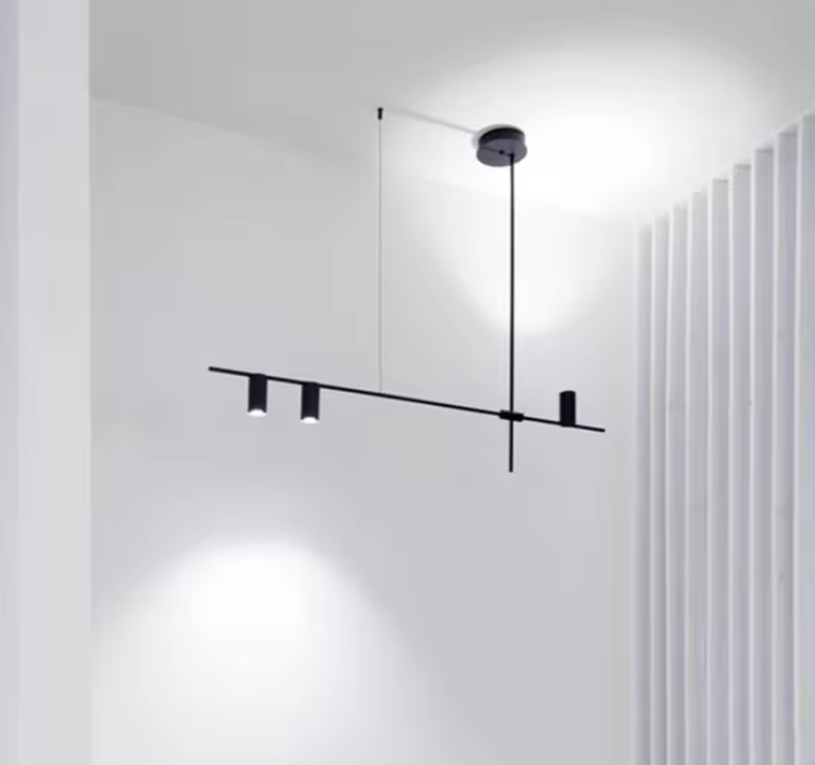 Suspension Minimaliste Noire Élégante – Style Métal et Aluminium Contemporain pour Espaces Sophistiqués