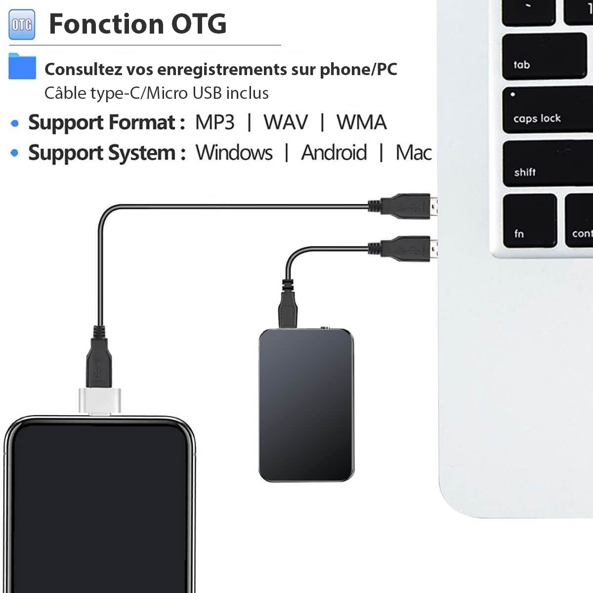 Enregistreur vocal élégant et furtif – Capture audio professionnelle facilitée