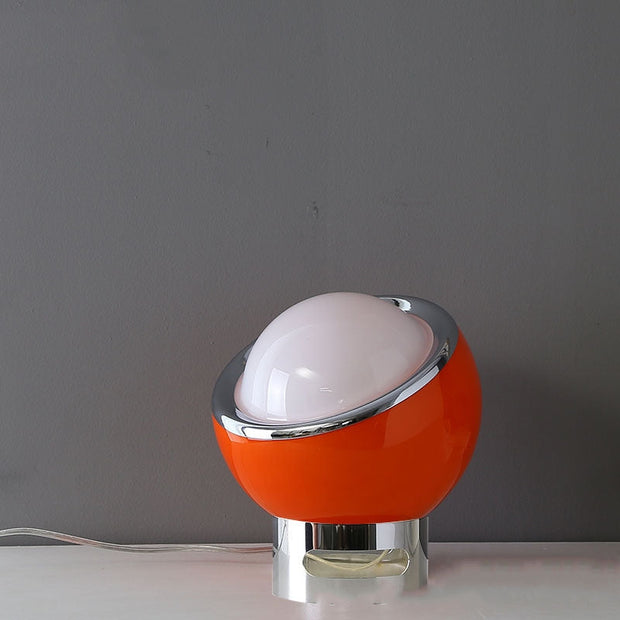 Elegant French opal Bauhaus table lamp – Glass and stainless steel design