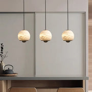 Nordic Elegance alabaster pendant light with luxurious marble base