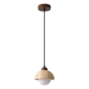 Elegant pendant lamp in natural marble – LED wall light with a design merging wood and marble
