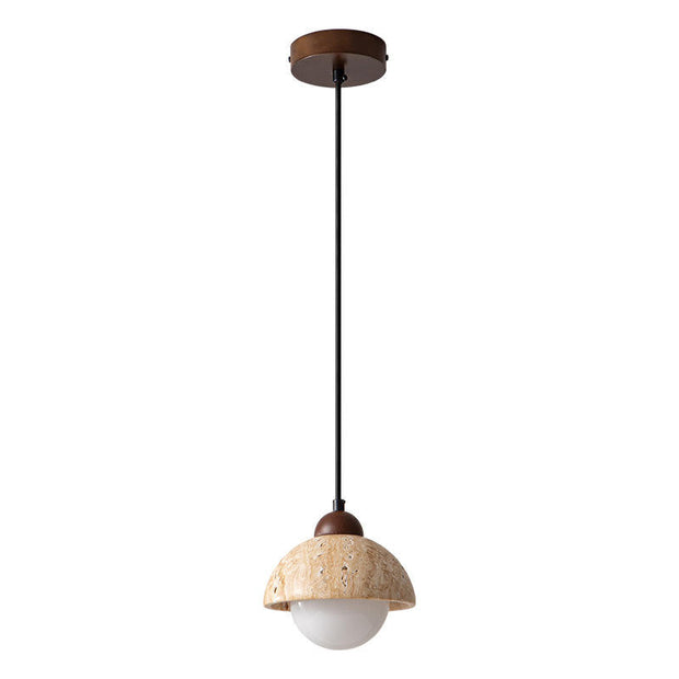 Elegant pendant lamp in natural marble – LED wall light with a design merging wood and marble