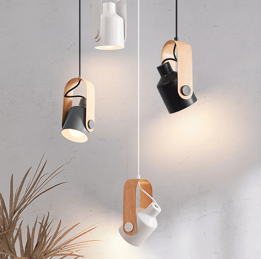 Spotlight de plafond en bois et métal nordique élégant – Suspension chic minimaliste