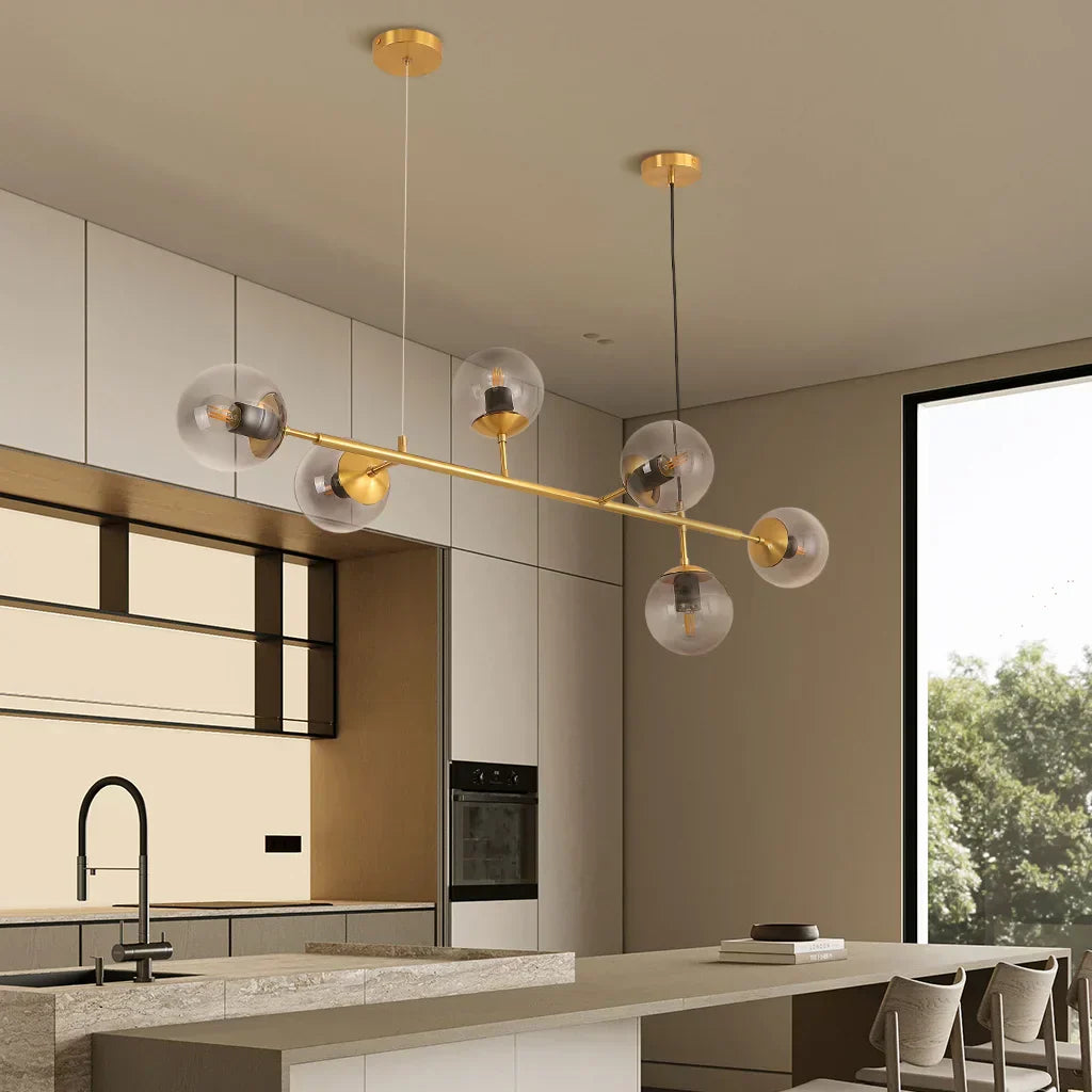 Suspension Orb Chic – Moderne glazen bol-lamp verkrijgbaar in elegant gouden of strak zwart afwerking