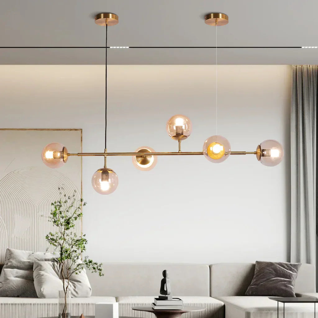 Suspension Orb Chic – Moderne glazen bol-lamp verkrijgbaar in elegant gouden of strak zwart afwerking