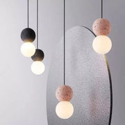 Magnificent Origo Pendant Light – Modern Geometric Style Made from Volcanic Stone with an Elegant Opal Glass Diffuser