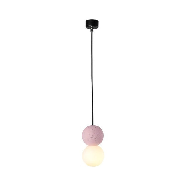 Dazzling geometric pendant light Origo – Made from volcanic stone and opal glass