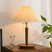 Timeless pleated wooden table lamp – A perfect blend of classic elegance and modern utility