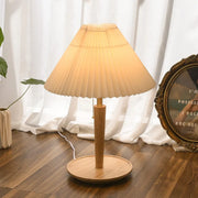 Timeless pleated wooden table lamp – A perfect blend of classic elegance and modern utility