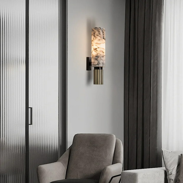 Elegant Wall Sconce in Marble and Copper LED – Illuminate Your Modern Space with Style!