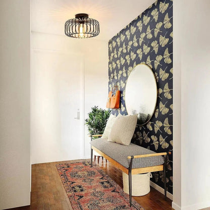 Plafonnier en cage à oiseaux élégant - Adoptez une illumination chaleureuse et élégante avec compatibilité E26