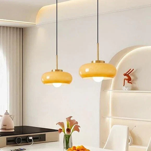 Suspension en cuivre et verre élégante – Élégance vintage intemporelle pour votre salon et votre chambre