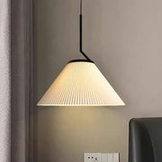 Scandinavian elegance: Cream fabric LED pendant light with Nordic pleated design