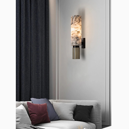 Elegant vägglampa i marmor och koppar LED – Lys upp ditt moderna utrymme med stil!