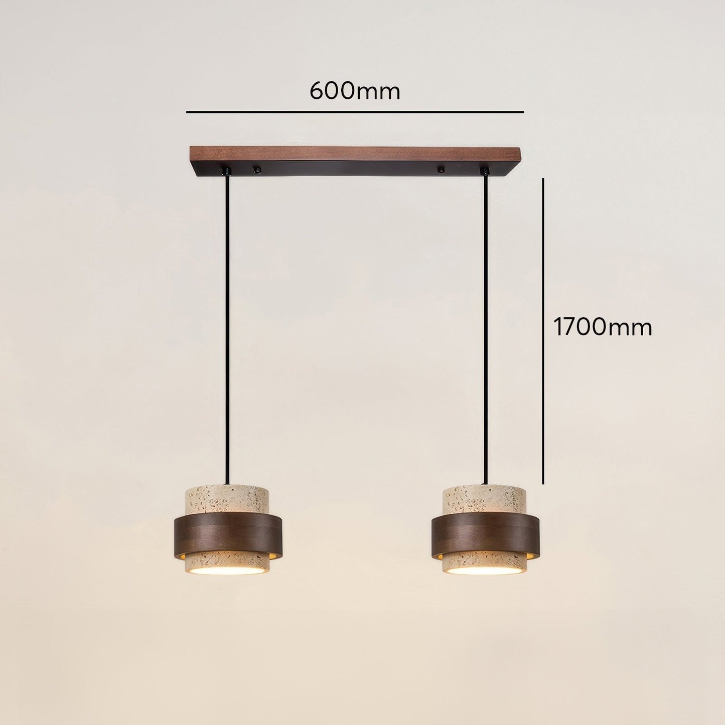 Lampe de chevet Ascend Wabi-Sabi élégamment conçue – Une fusion chic de minimalisme rétro en travertin et en bois
