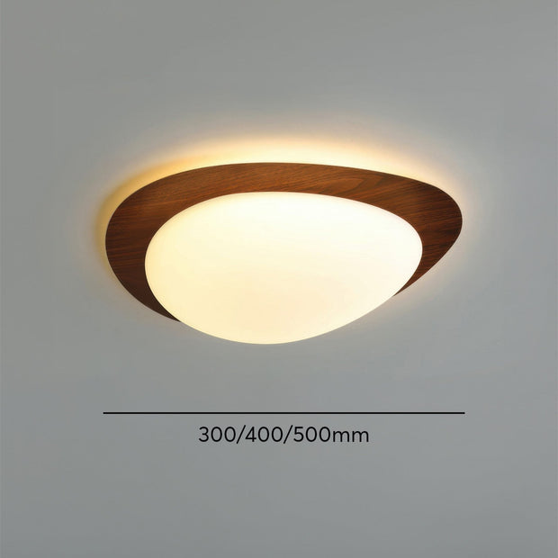 Plafonnier en galets scandinave sophistiqué - Esthétique élégante en bois avec éclairage LED intégré
