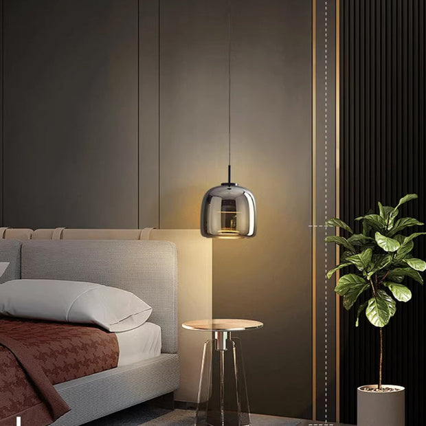 Sleek Nordic Black Glass Pendant - Modern and Stylish Elegance with LED Lighting