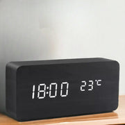 Elegant wooden LED alarm clock - Contemporary design with a bright digital display