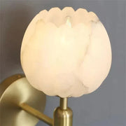 Elegant Pink Marble Wall Sconce – Stylish Marble and Copper Design with Integrated LED Lighting