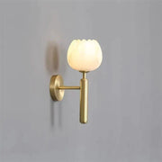 Elegant Pink Marble Wall Sconce – Stylish Marble and Copper Design with Integrated LED Lighting