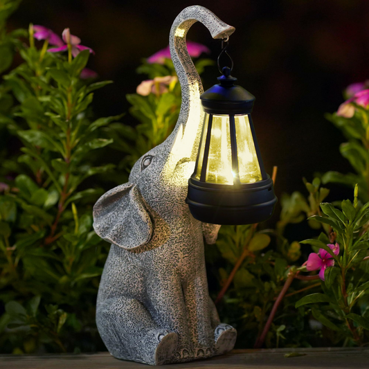 Lampe de jardin éléphant solaire enchantée – Créez une ambiance sereine avec une lueur dorée rayonnante