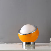 Elegant French opal Bauhaus table lamp – Glass and stainless steel design