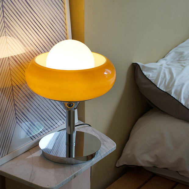 Chic yellow Bauhaus glass table lamp – A fusion of vintage charm and contemporary style