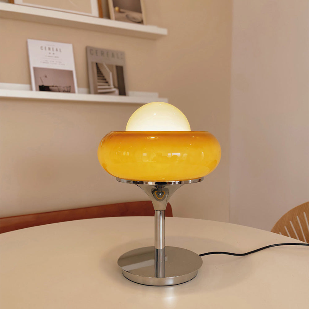Lampe de table en verre Bauhaus jaune chic – Une fusion de charme vintage et de style contemporain