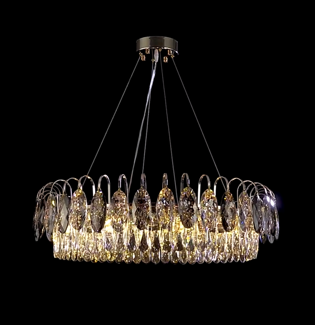 Elegant K9 crystal chandelier – Dazzling rose gold LED light with dimmable function (Available in different sizes)