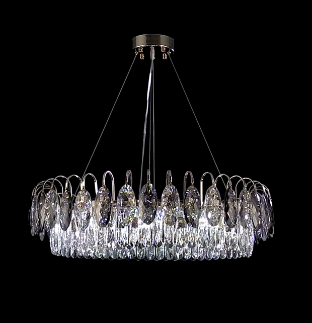 Elegant K9 crystal chandelier – Dazzling rose gold LED light with dimmable function (Available in different sizes)