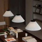 Scandinavian elegance: Cream fabric LED pendant light with Nordic pleated design