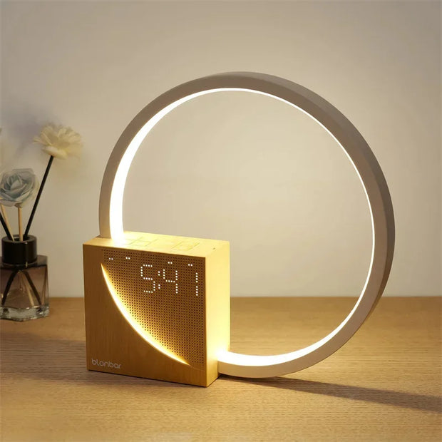 Elegant wooden touch control alarm clock lamp – Chic night light for your space