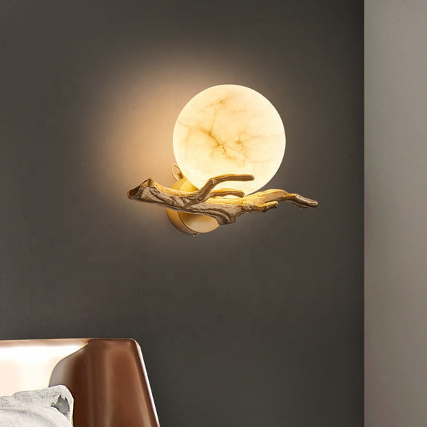 Elegant LED Wall Light in Marble and Copper – Stylish Lighting for Your Living Room and Bedroom